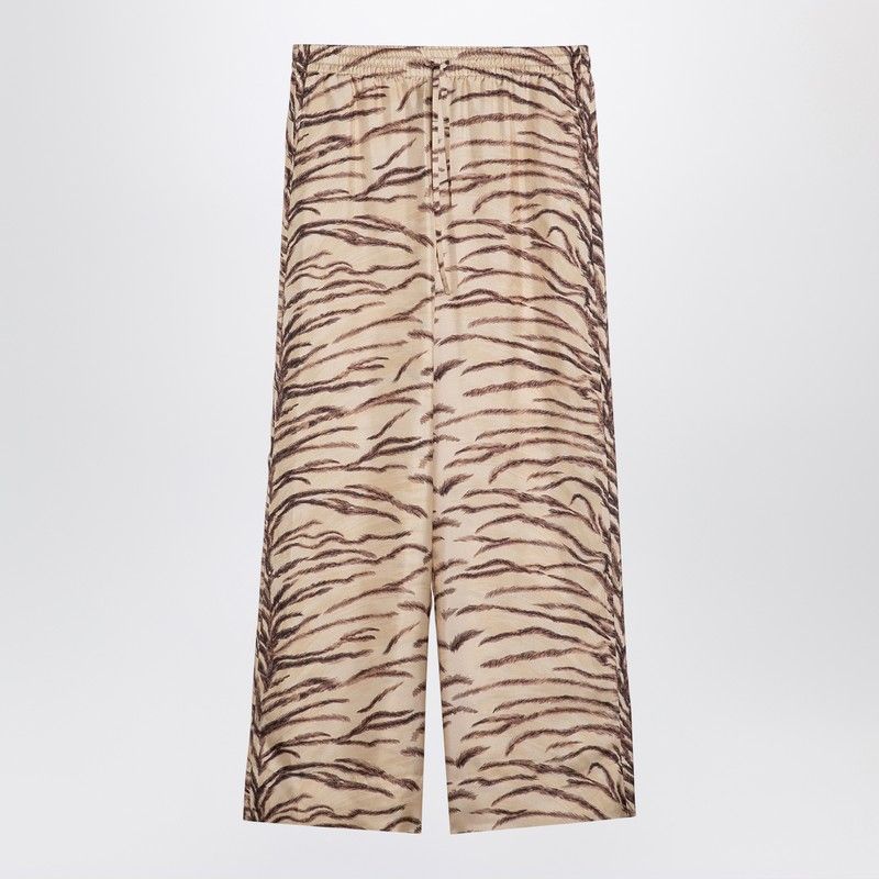 STELLA MCCARTNEY Silk Wide Leg Pants with Tiger Print
