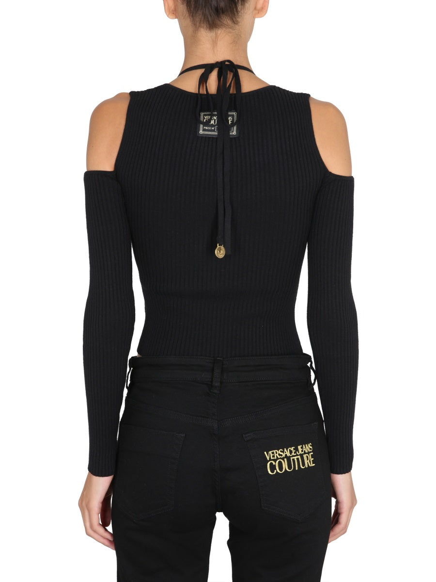 VERSACE JEANS COUTURE Women's Square Neckline Shirt with Bare Shoulders