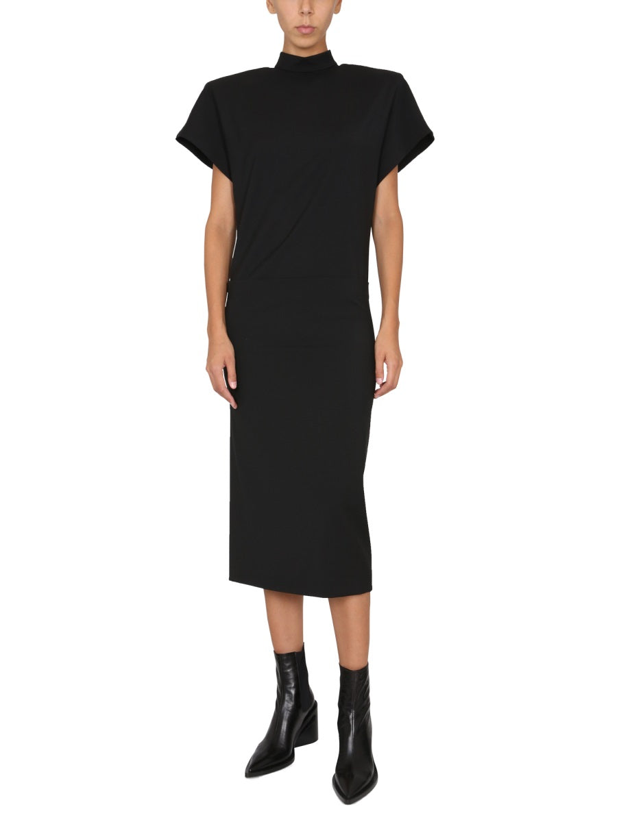 MAX MARA Elegant High Neck Mini Dress with Back Zipper