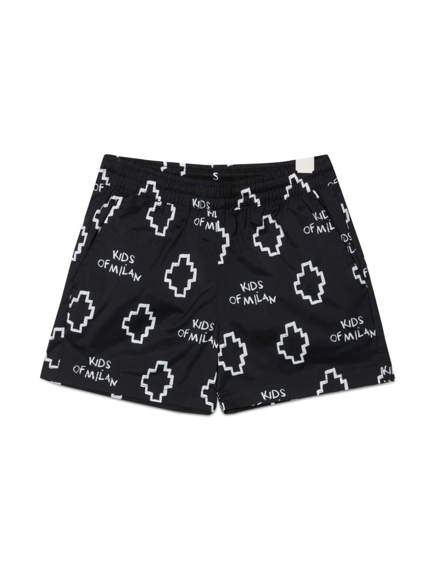 MARCELO BURLON COUNTY OF MILAN Mini Basic Logo All Over Print Beachwear Shorts