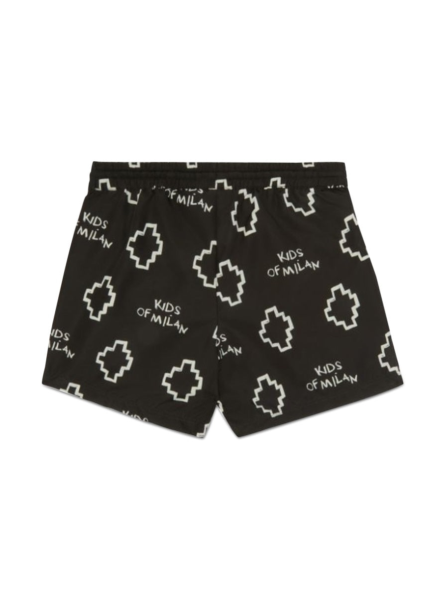 MARCELO BURLON COUNTY OF MILAN Mini Basic Logo All Over Print Beachwear Shorts