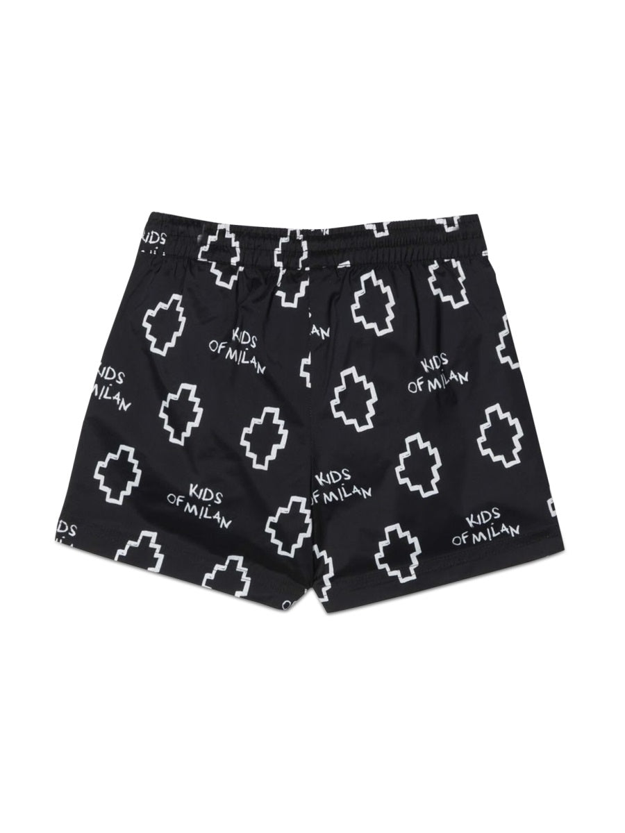 MARCELO BURLON COUNTY OF MILAN Mini Basic Logo All Over Print Beachwear Shorts