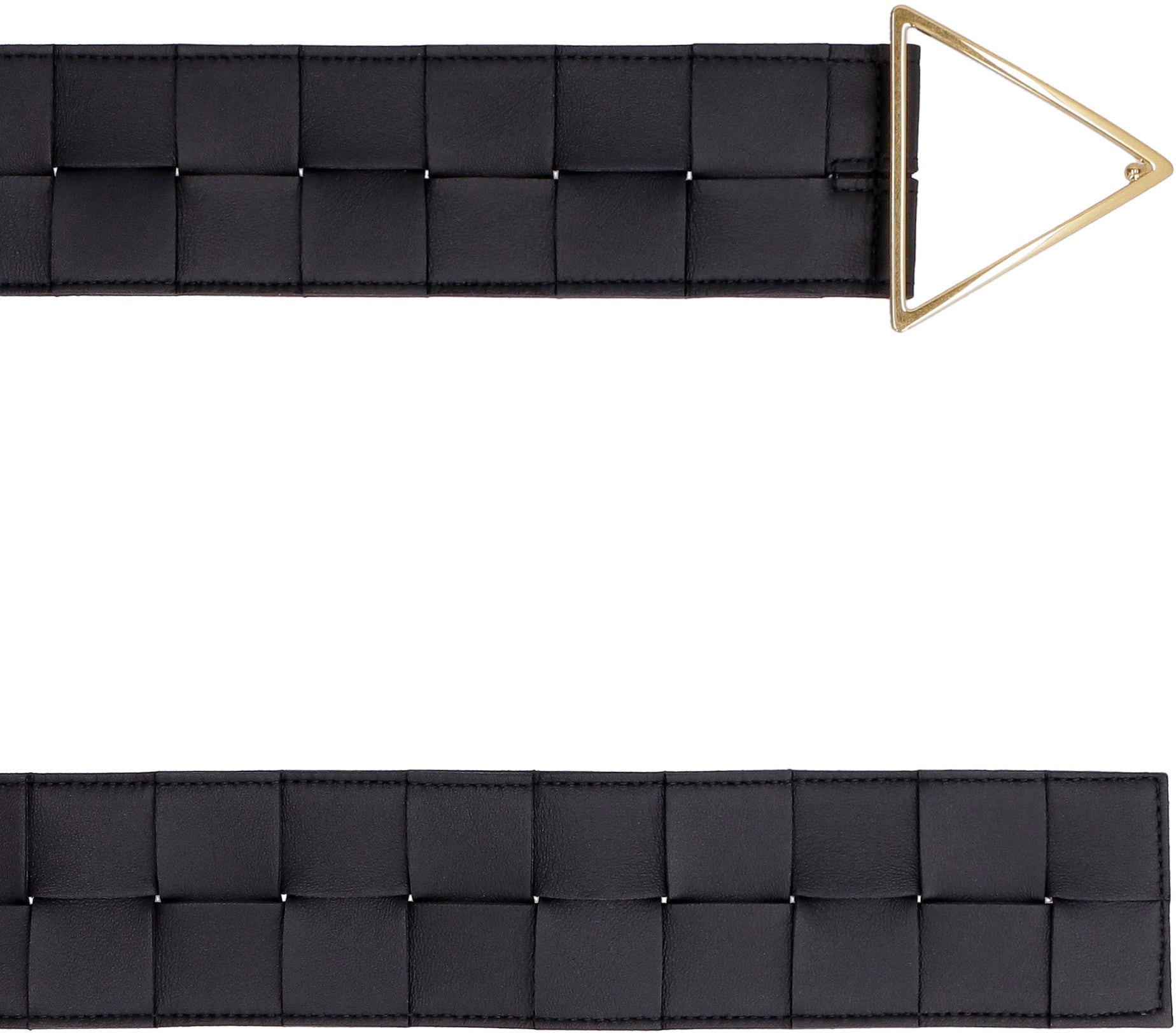 BOTTEGA VENETA Woven Leather Belt with Triangle Buckle - 6 cm Height