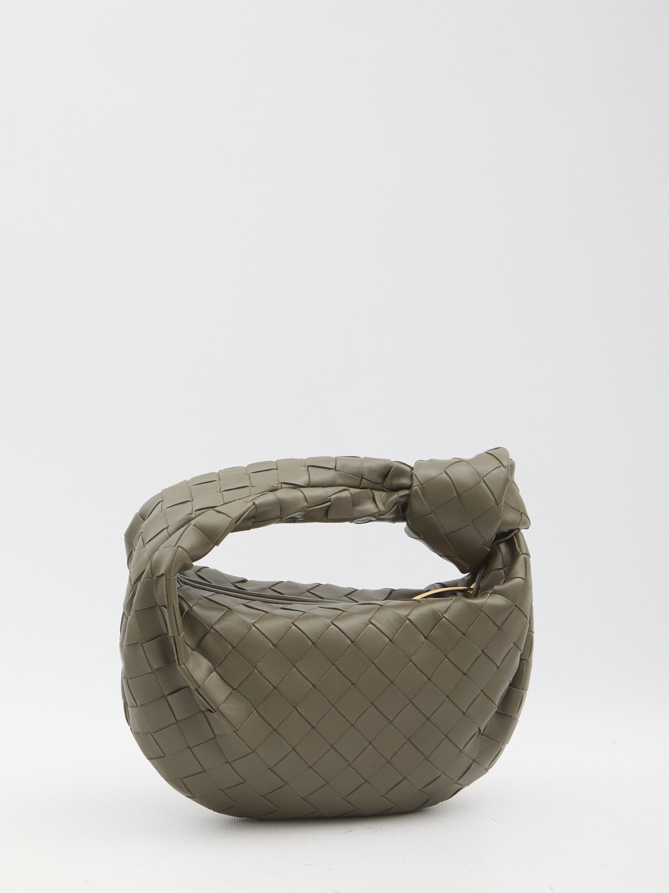 BOTTEGA VENETA Rounded Shape Handbag with Woven Pattern and Knot Detail (Height: 23 cm, Width: 28 cm, Depth: 8 cm)