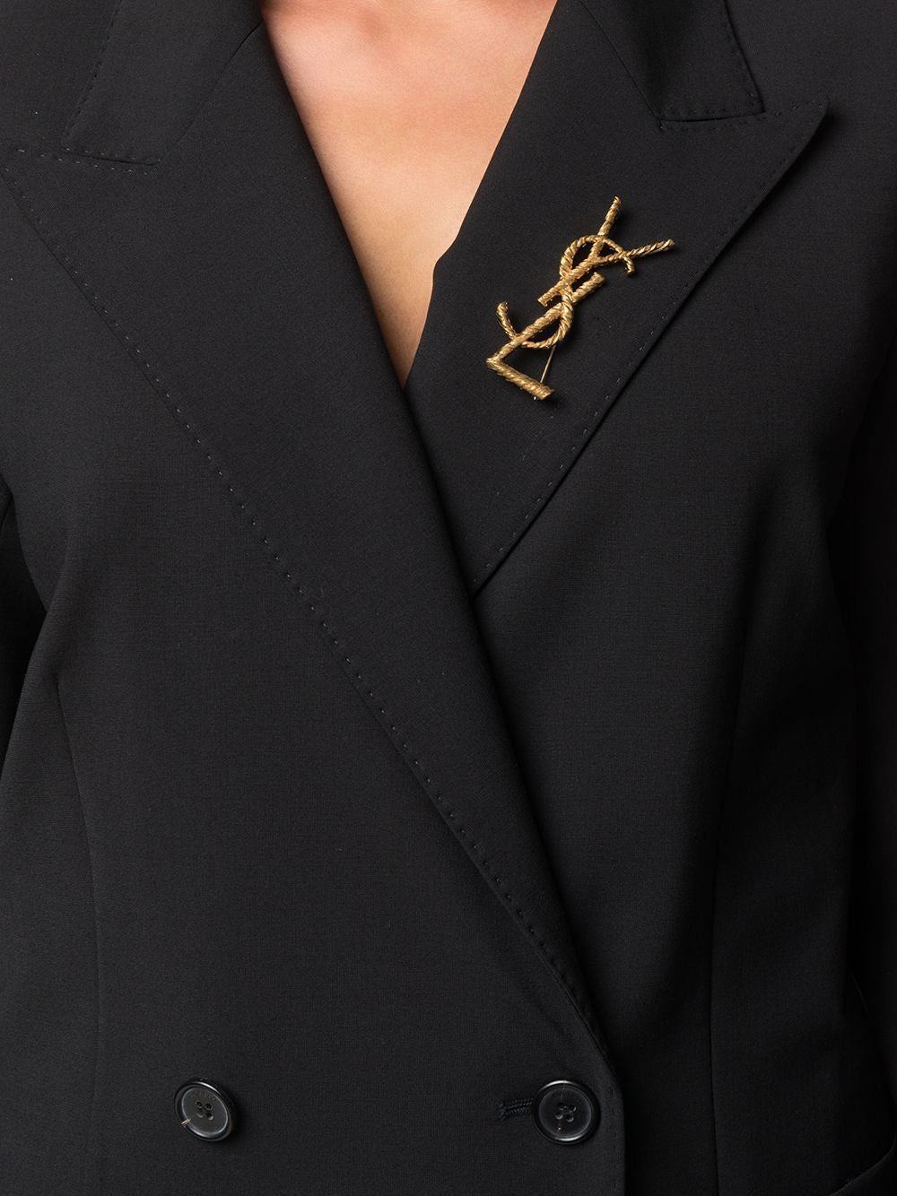 SAINT LAURENT Elegant Brass Brooch Pin for Women