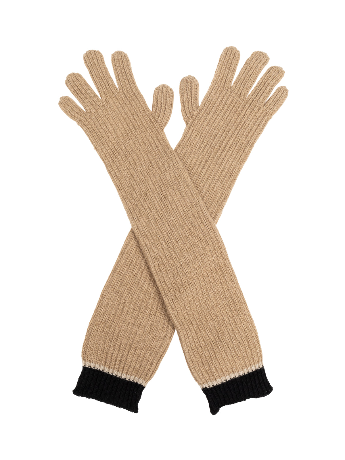 MOSCHINO COUTURE Two-Tone Ribbed Long Gloves