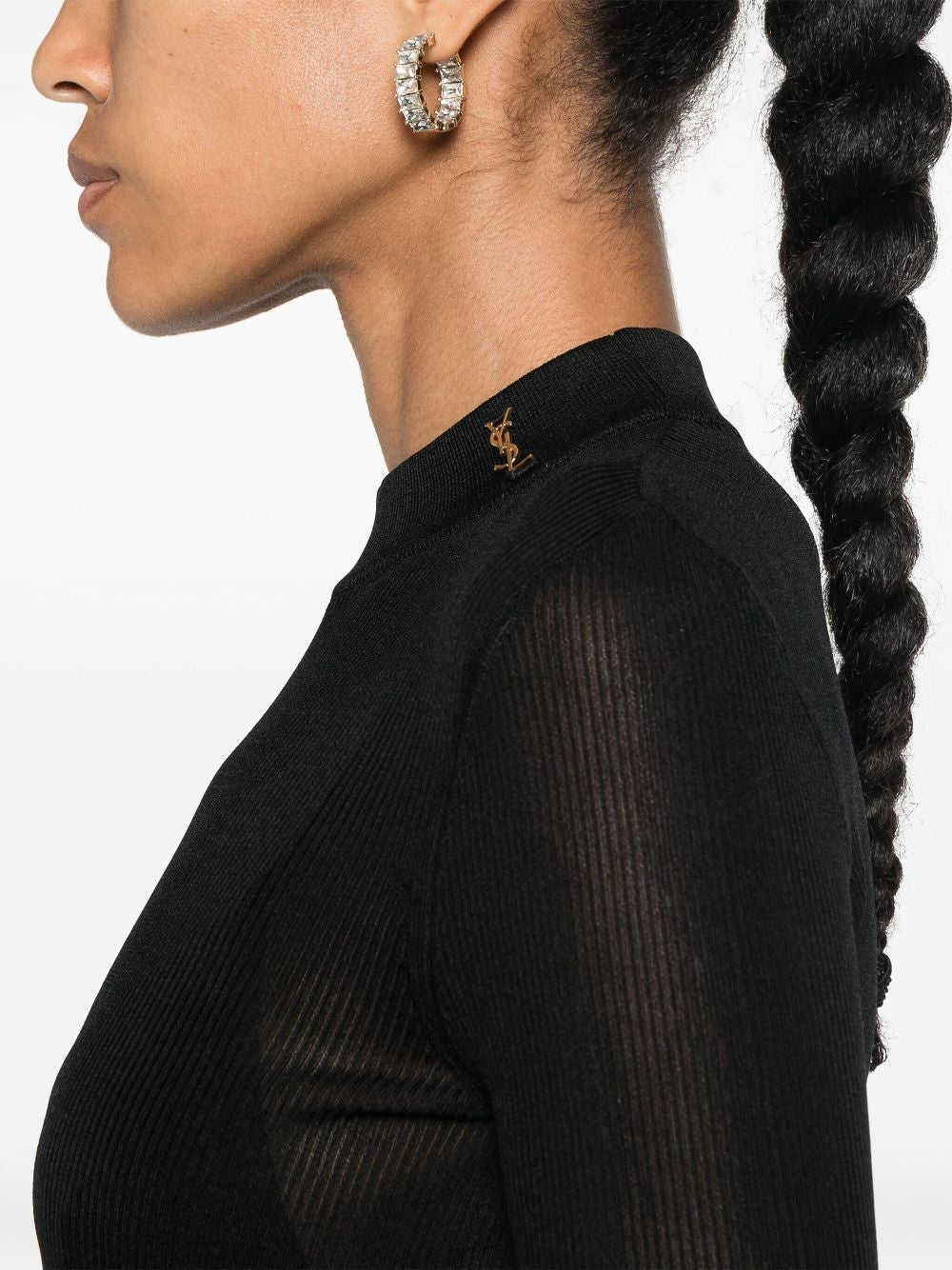 SAINT LAURENT Silk Top with Second Skin Fit