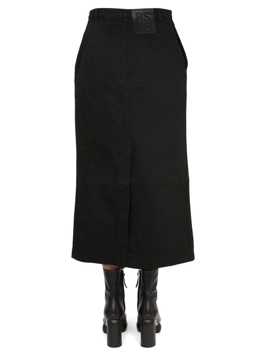 RAF SIMONS Chic Midi Skirt with Front Button Closure and Belt