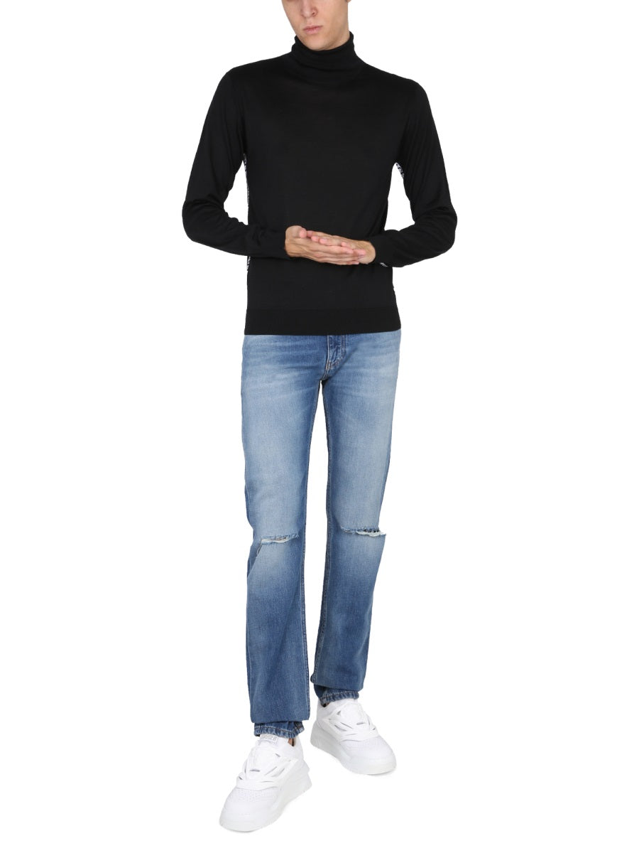 VERSACE Men's Denim Pants with Patch Logo