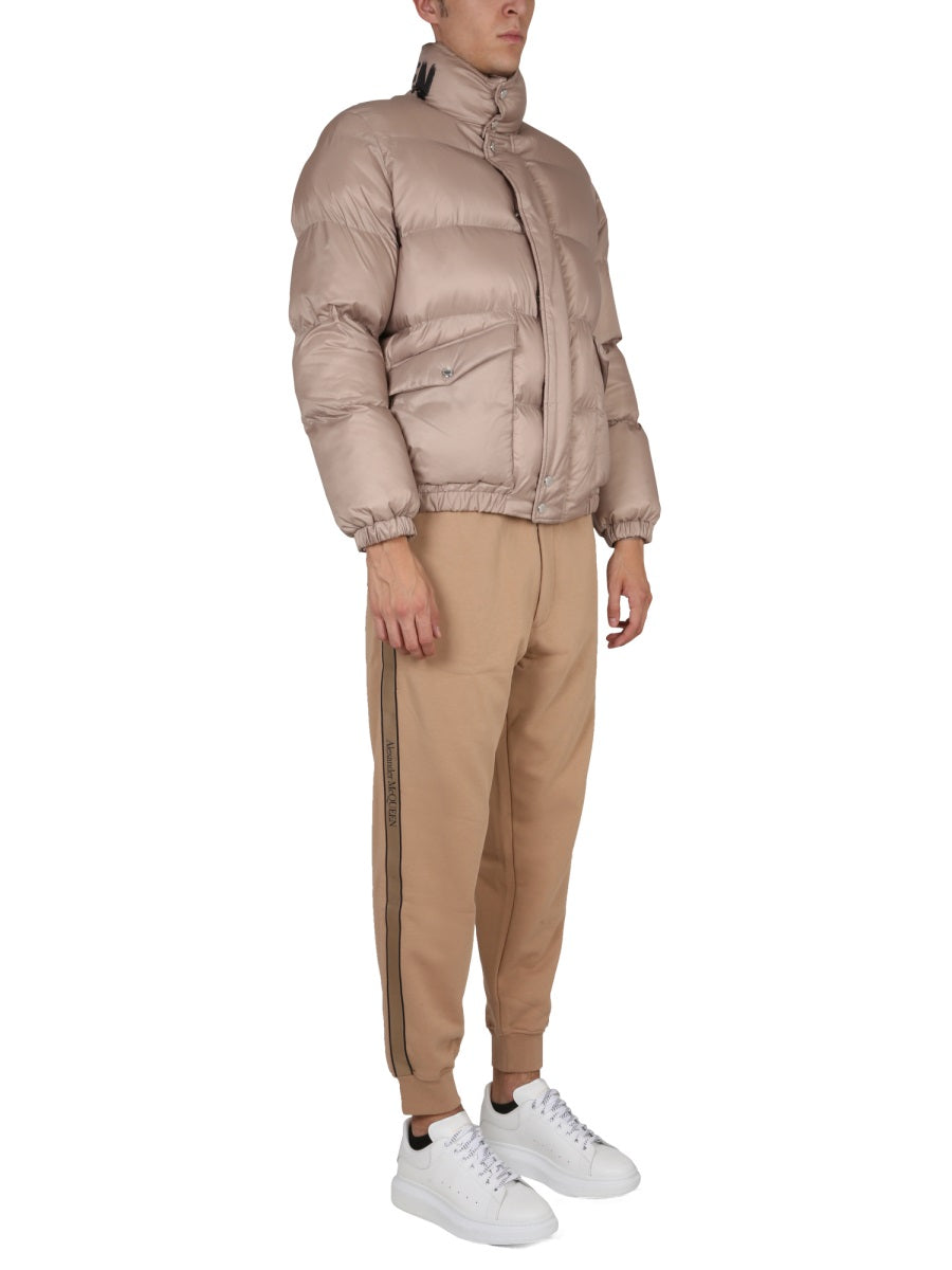 ALEXANDER MCQUEEN High Neck Graffiti Logo Print Down Jacket for Men