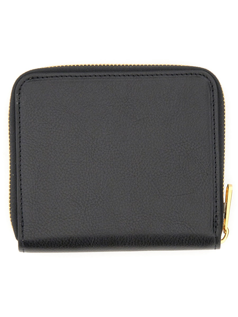 IL BISONTE Mini Leather Wallet with Snap Button Closure