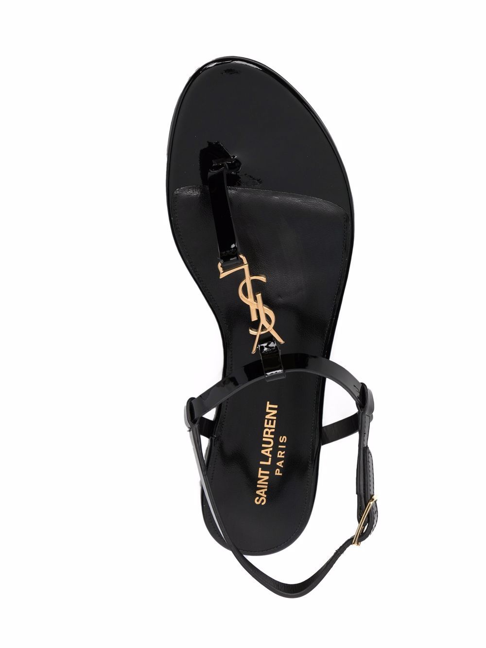 SAINT LAURENT Cassandra Flat Sandals with Metal YSL Initials
