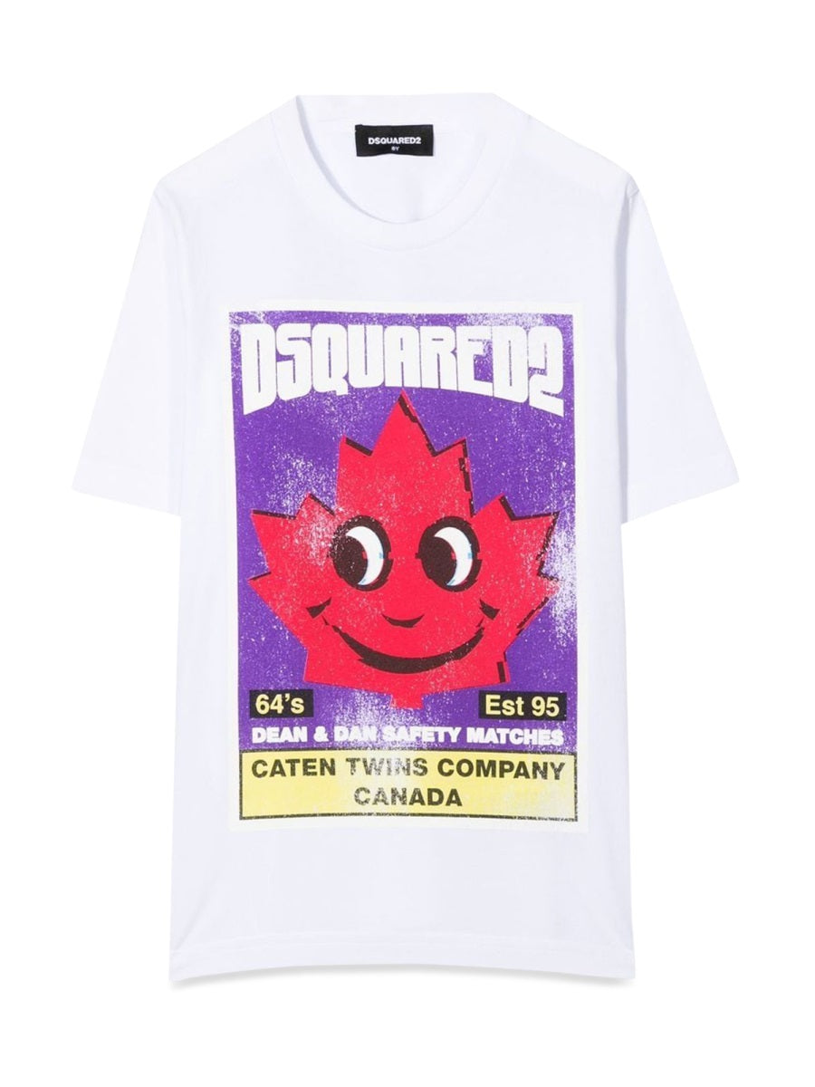 DSQUARED Logo and Leaf Print T-Shirt for Teens