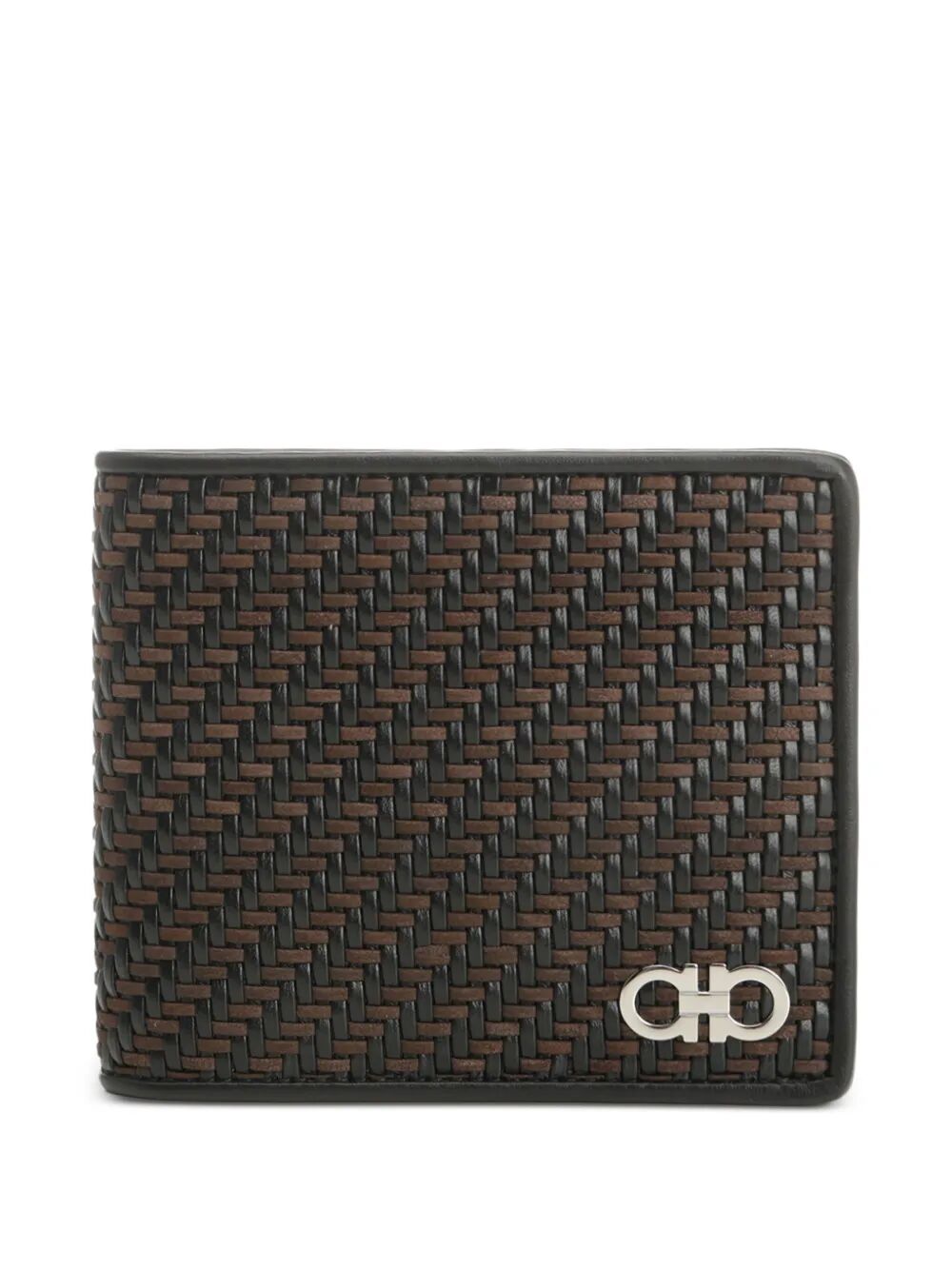 Ferragamo Two-Tone Woven Leather Bi-Fold Wallet - Mini Size