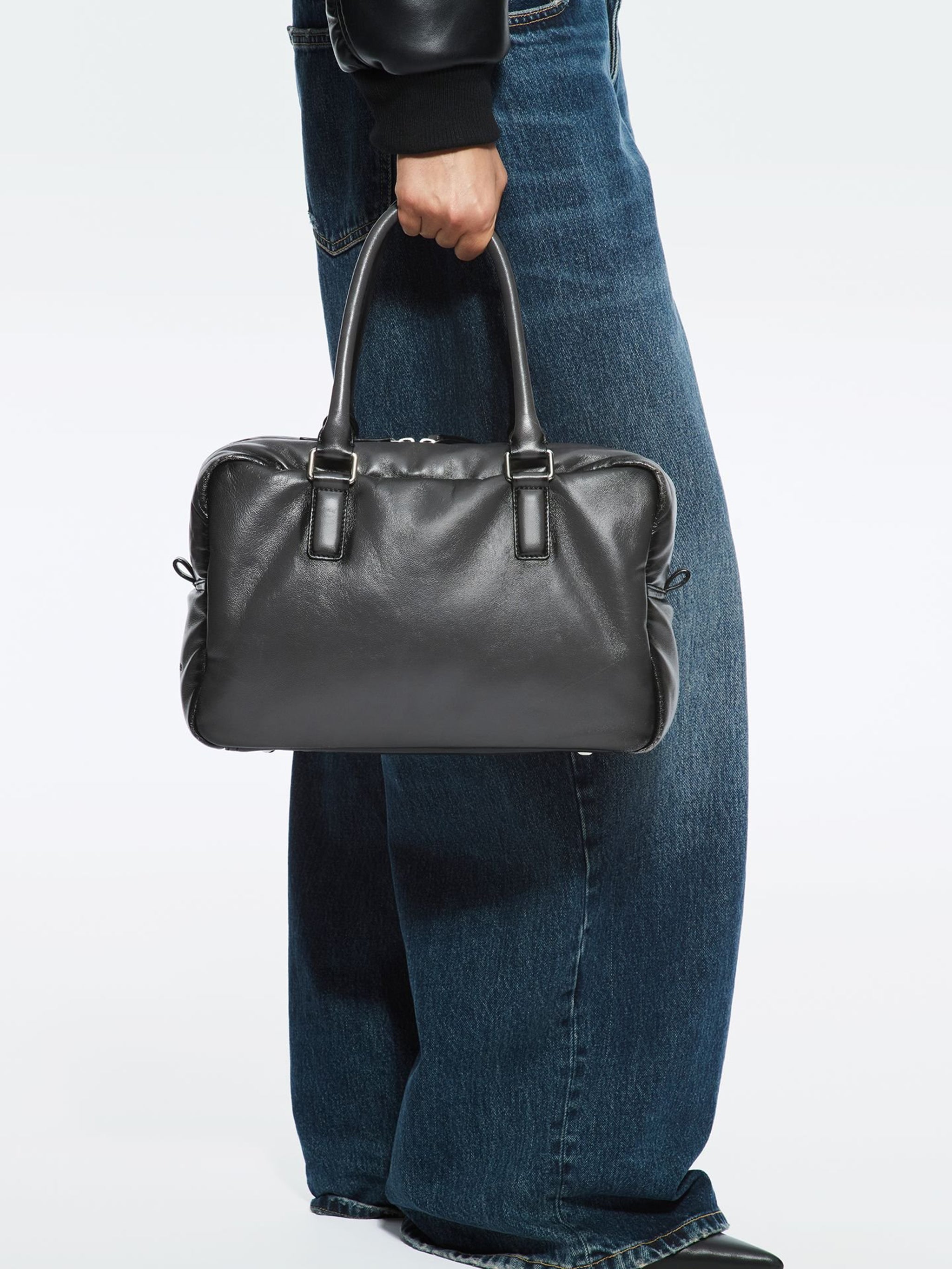 STAND STUDIO Bowling Handbag with Metal Feet - W 32 x H 20.5 x D 12 cm