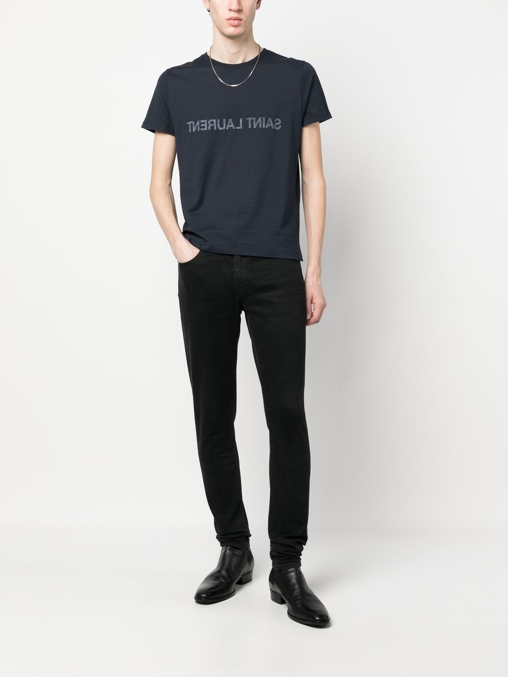 SAINT LAURENT Inverted Logo Regular Fit T-Shirt - Size L