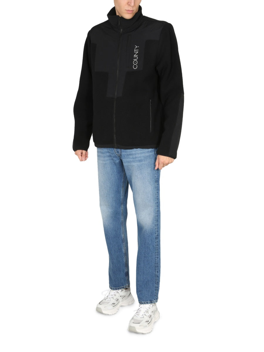 MARCELO BURLON Men's High-Collar Track Jacket with Block Design
