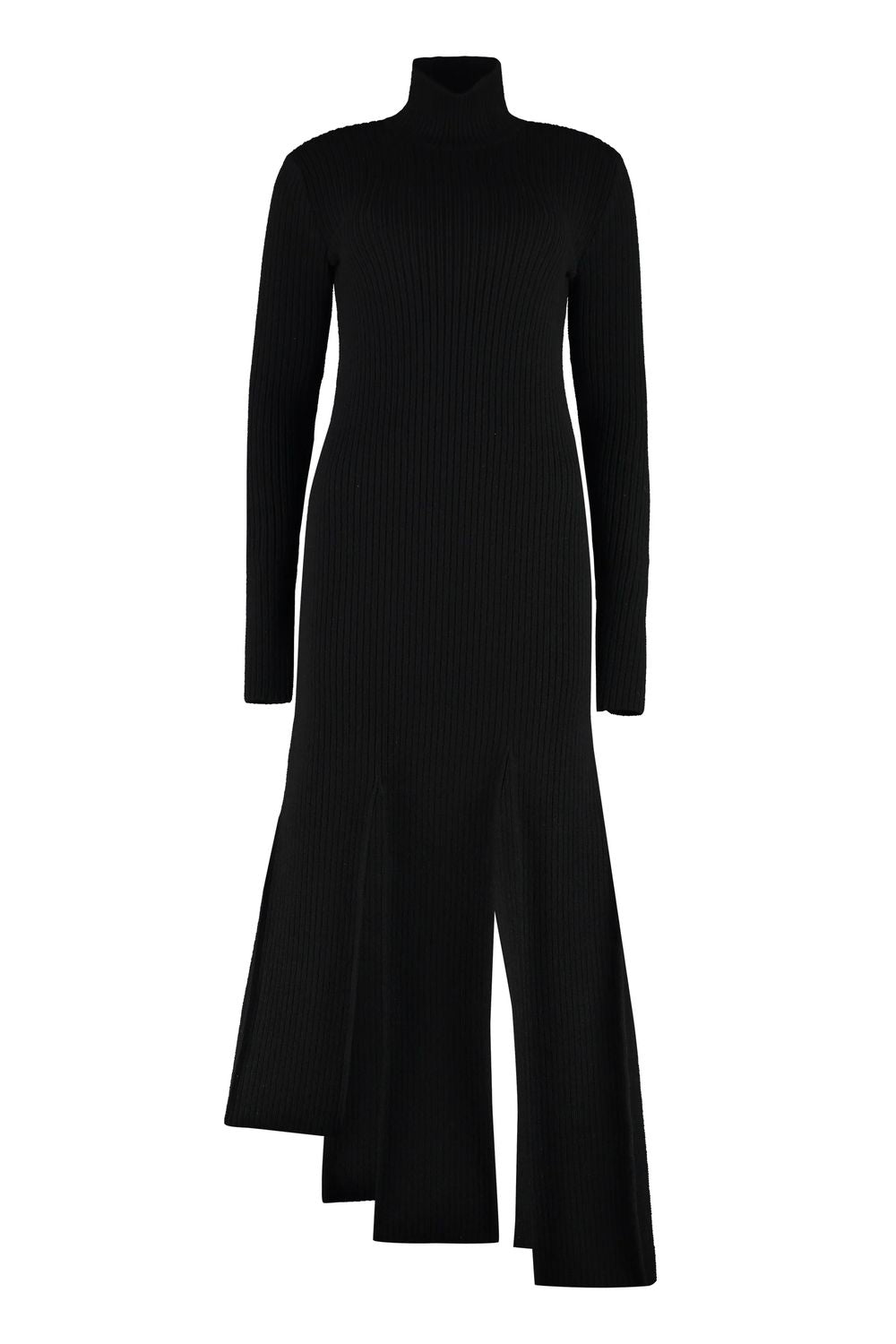 BOTTEGA VENETA Ribbed Knit Dress with Asymmetric Hem and Slits