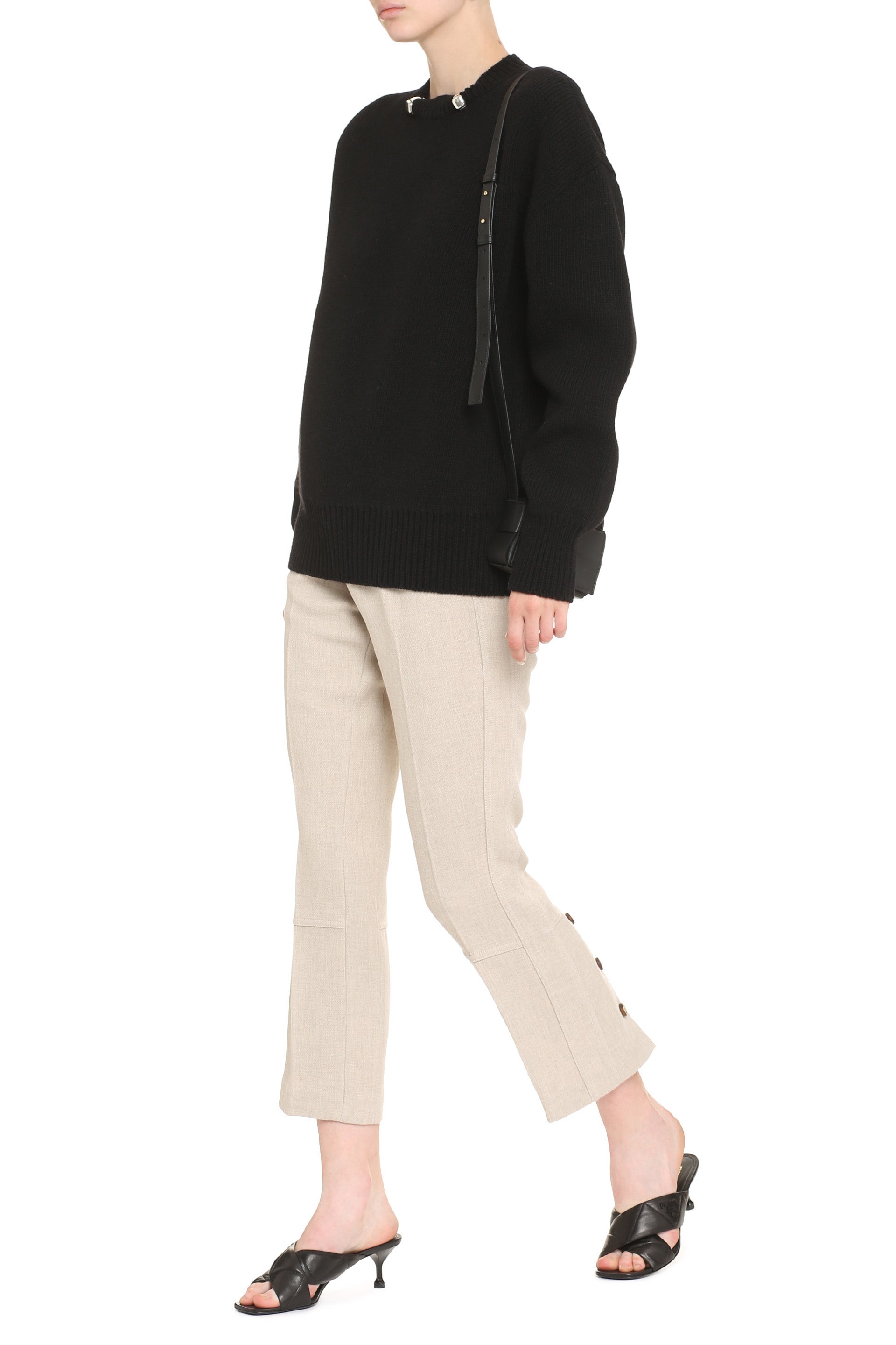 BOTTEGA VENETA Wool Crew-Neck Pullover with Decorative Metallic Details