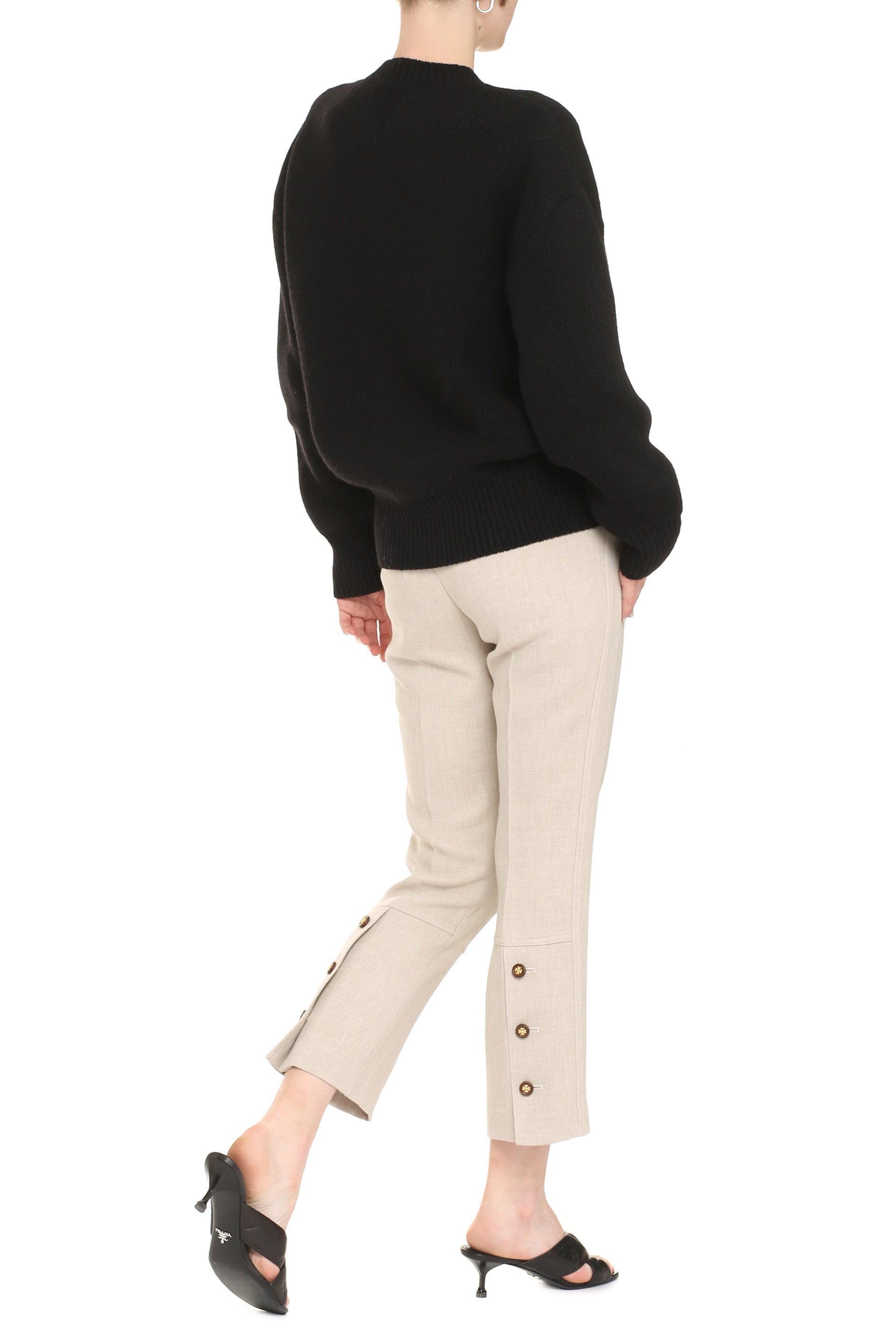 BOTTEGA VENETA Wool Crew-Neck Pullover with Decorative Metallic Details