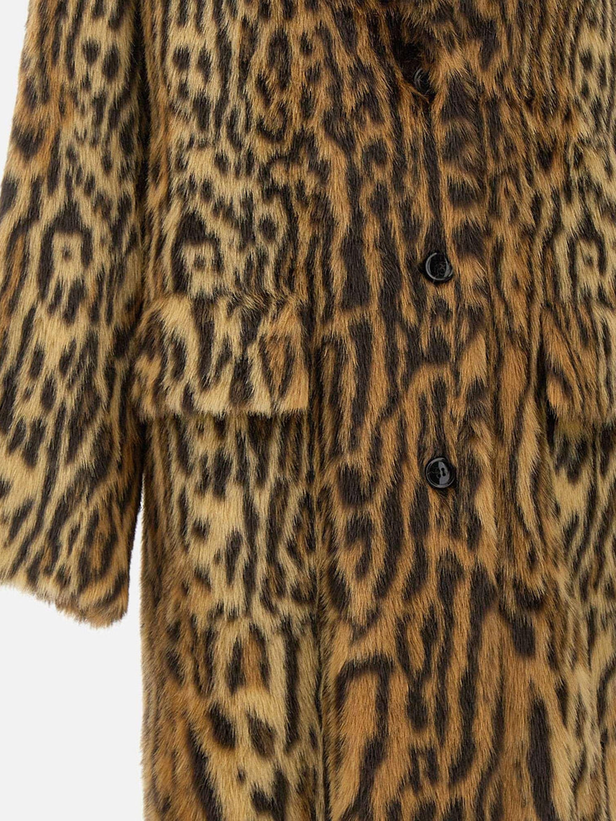 STAND STUDIO Long Animalier Faux Fur Jacket - Size 36