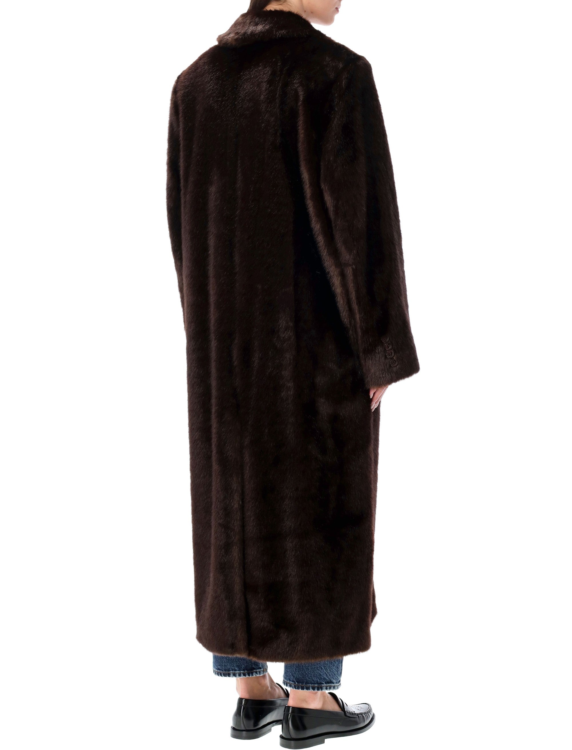 STAND STUDIO Harper Faux Fur Double-Breasted Jacket - Relaxed Fit