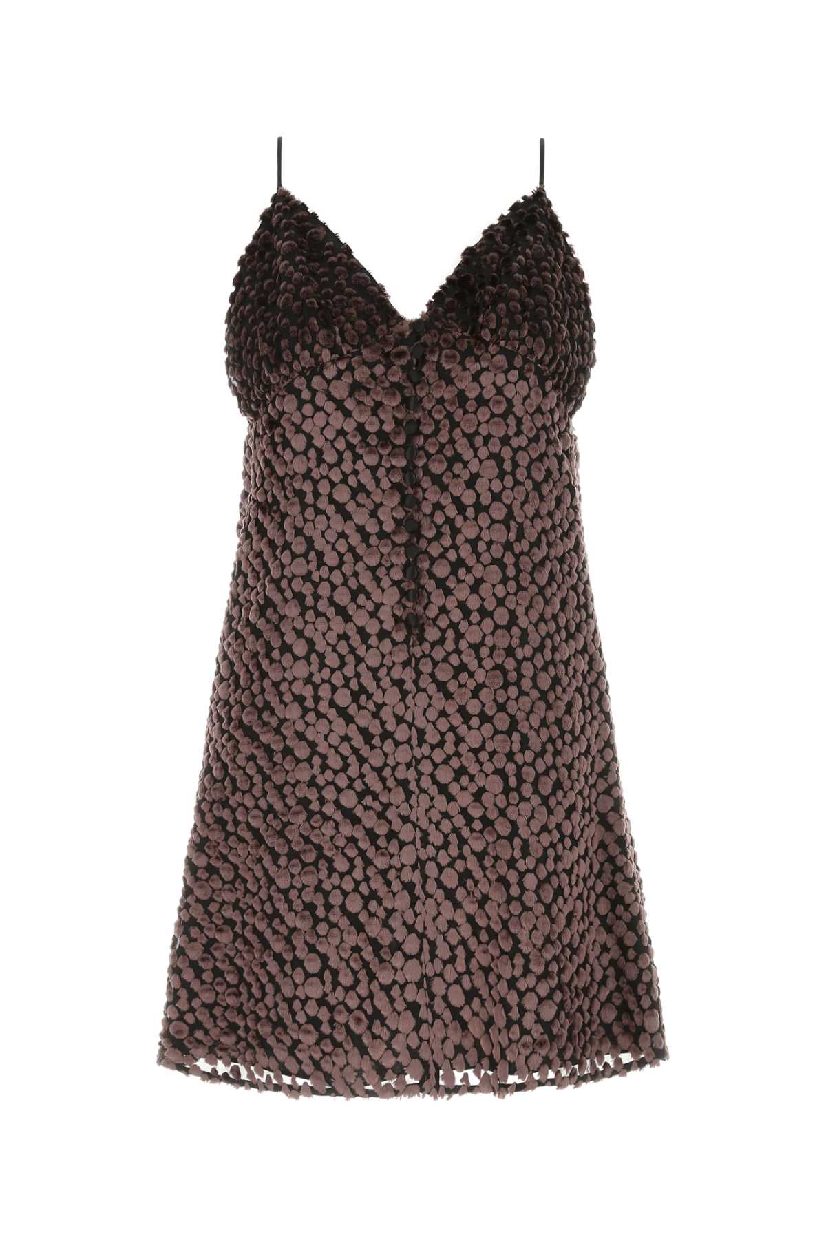 SAINT LAURENT Chic Two-Tone Velvet Mini Dress