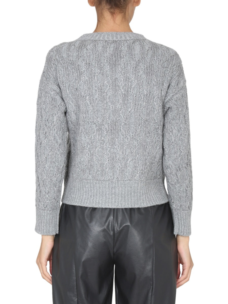 FABIANA FILIPPI Virgin Wool Sweater with Braided Detailing