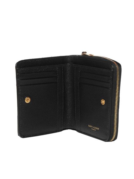 SAINT LAURENT Mini Chevron-Quilted Compact Zip Wallet
