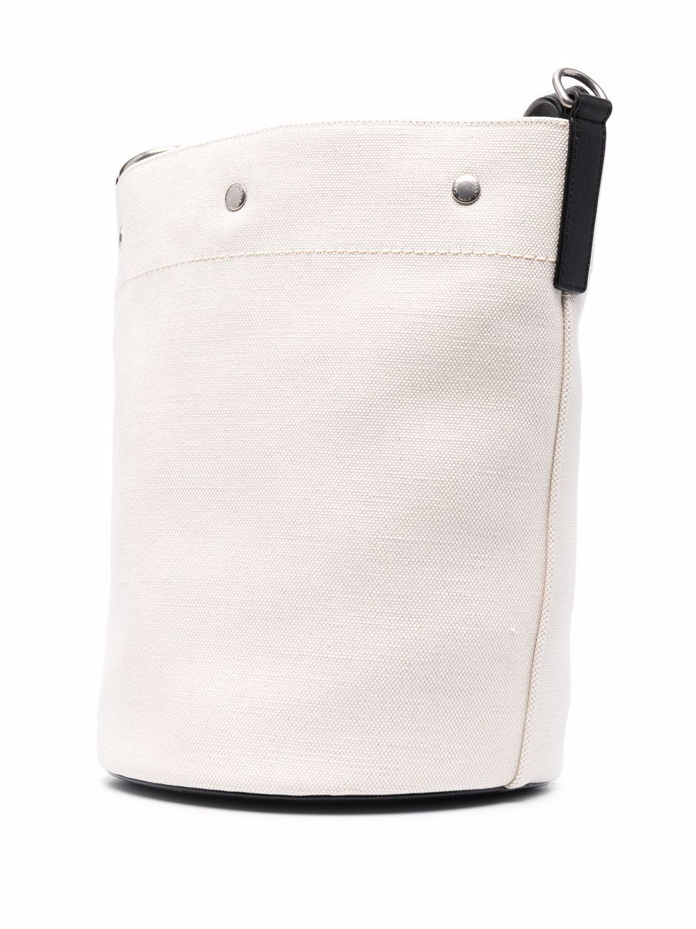 SAINT LAURENT Two-Tone Canvas and Leather Medium Bucket Handbag