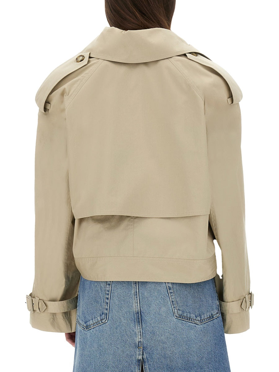 STELLA MCCARTNEY Oversized Short Trench Jacket with Belt - Size S