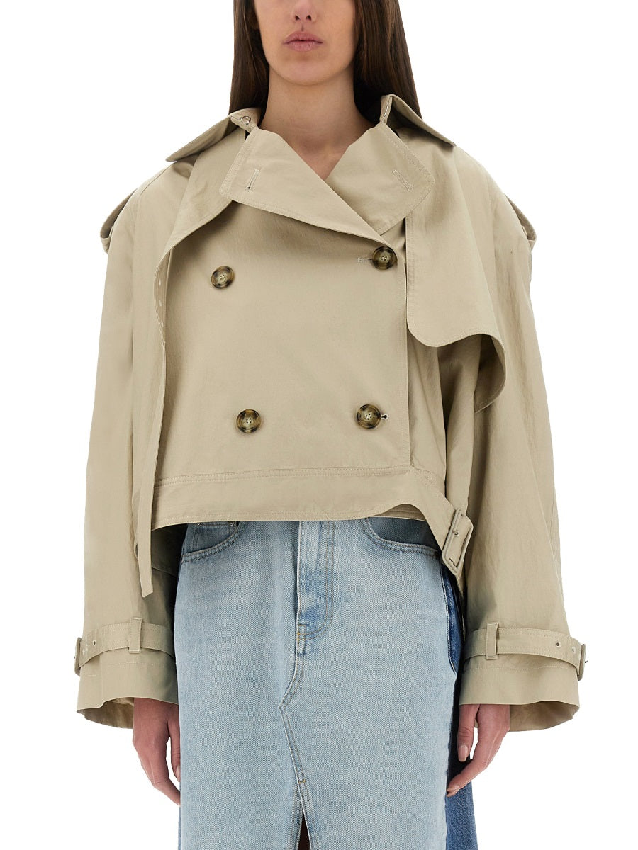 STELLA MCCARTNEY Oversized Short Trench Jacket with Belt - Size S