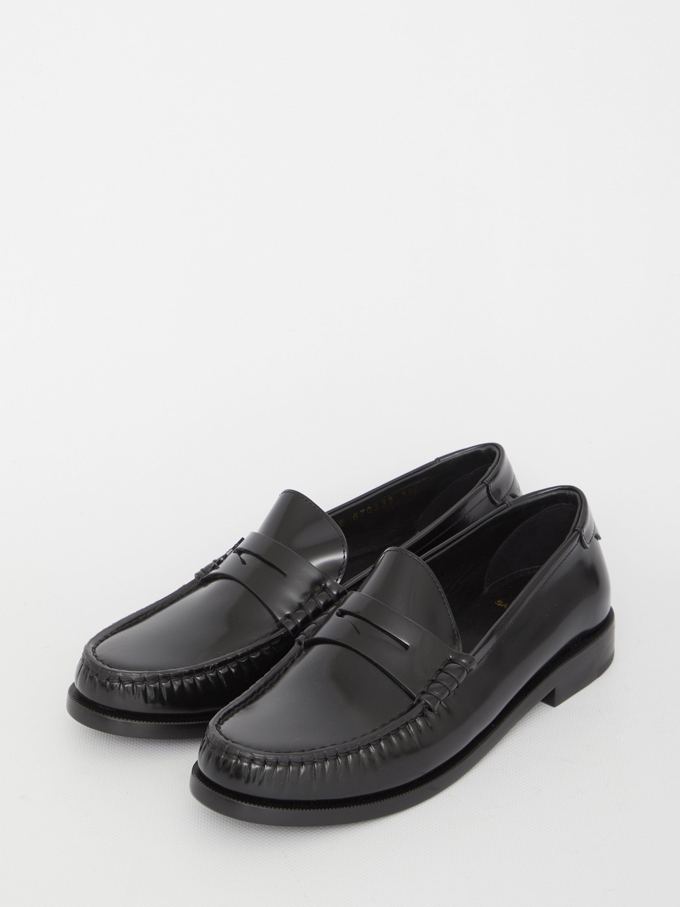SAINT LAURENT Timeless Leather Loafers with Monogram