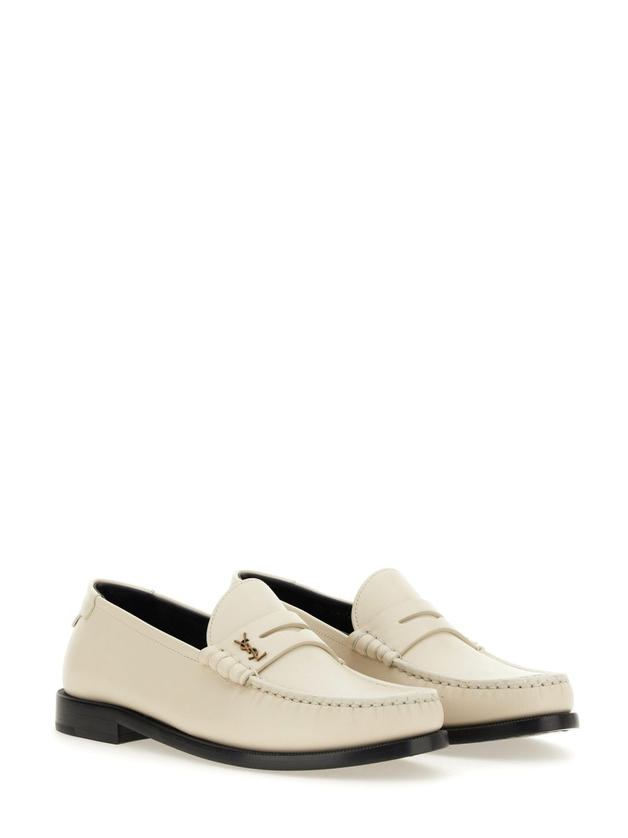 SAINT LAURENT Leather Moccasin Loafer with 1.5 CM Heel