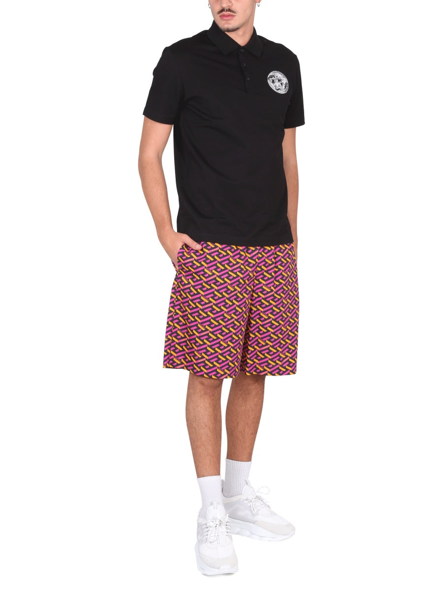 VERSACE Men's Mini Shorts with Greek Print