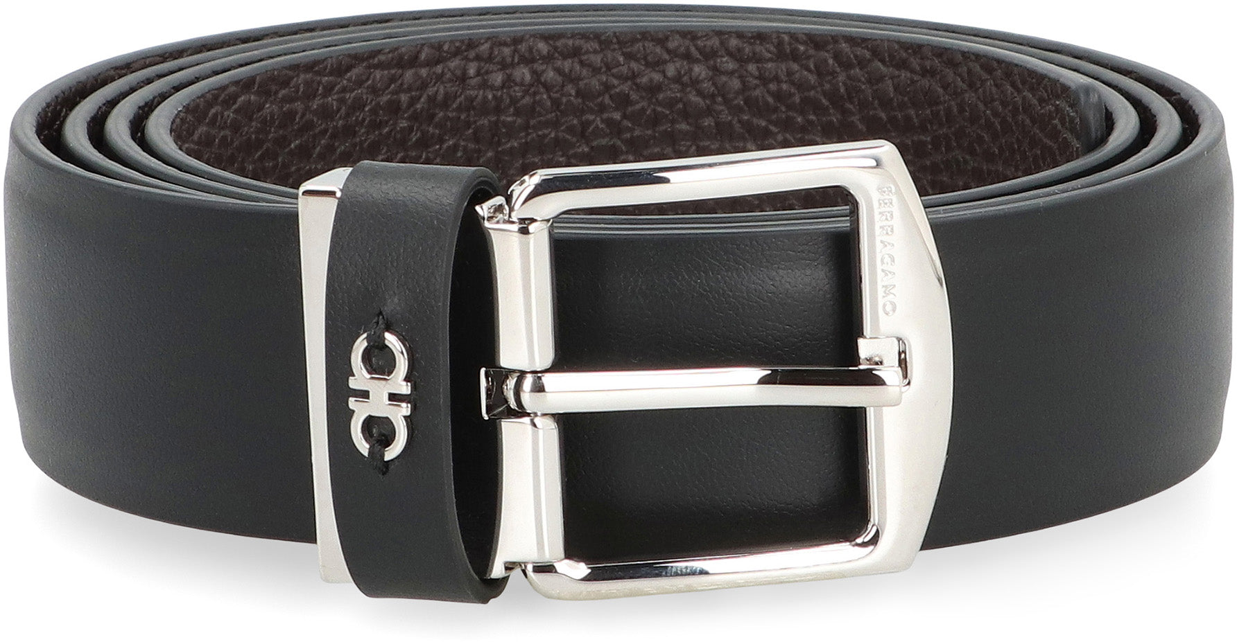 Ferragamo Reversible Leather Belt - 3 cm Height, 4x4 cm Buckle