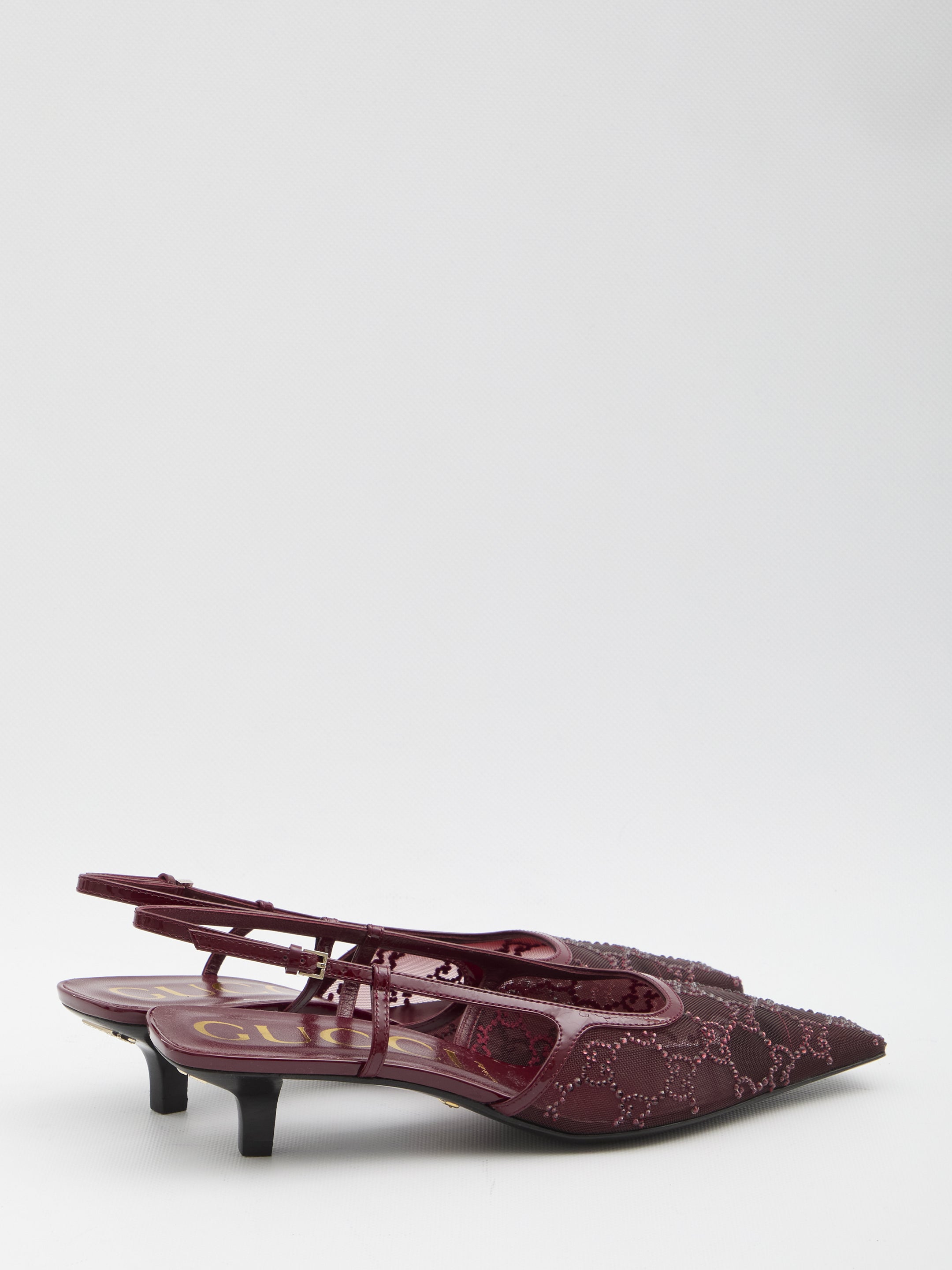 GUCCI Crystal-Embellished Pumps with Back Buckle Closure - Heel Height: 3.5 cm