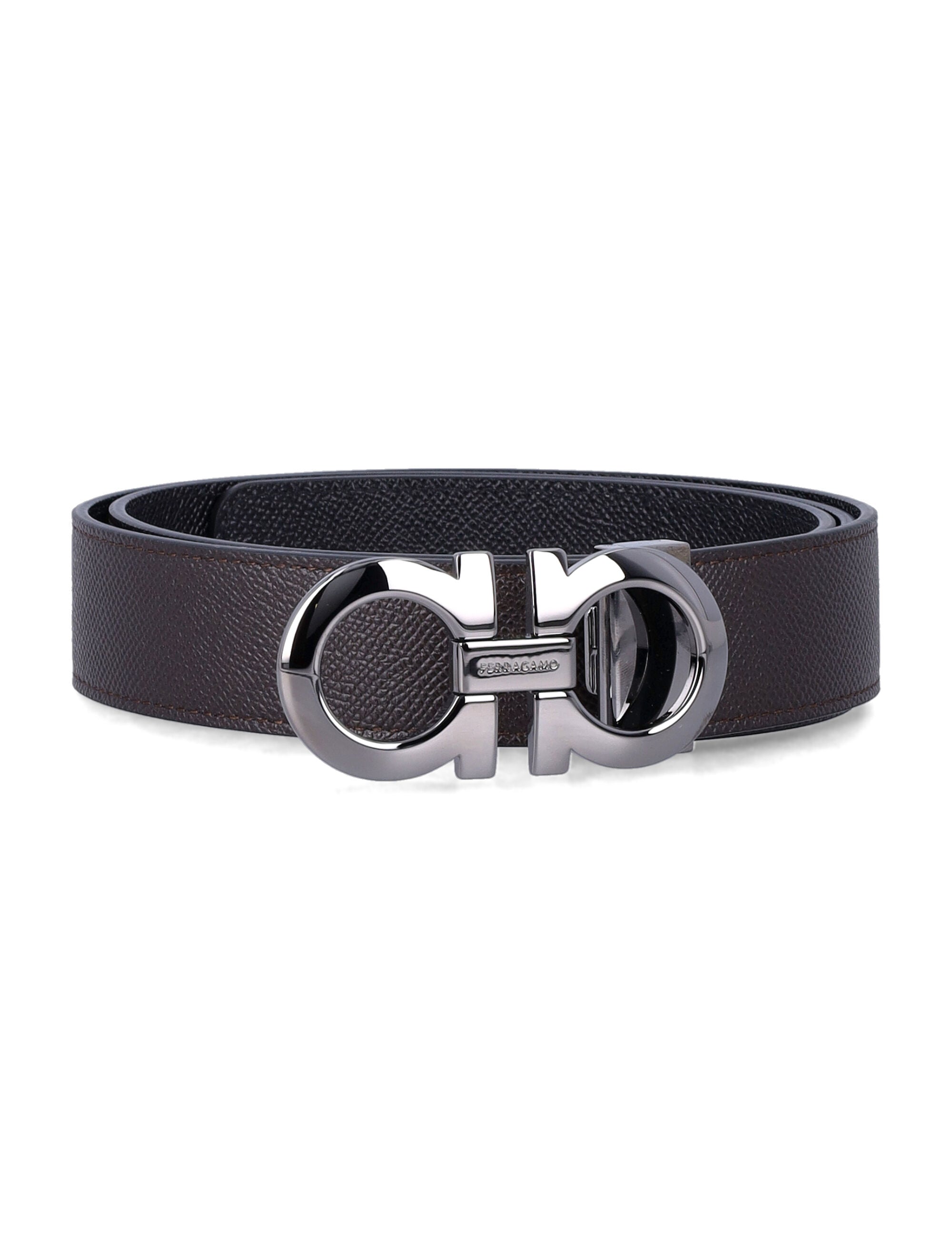 Ferragamo Reversible and Adjustable Gancini Hook Belt - 3.5 cm
