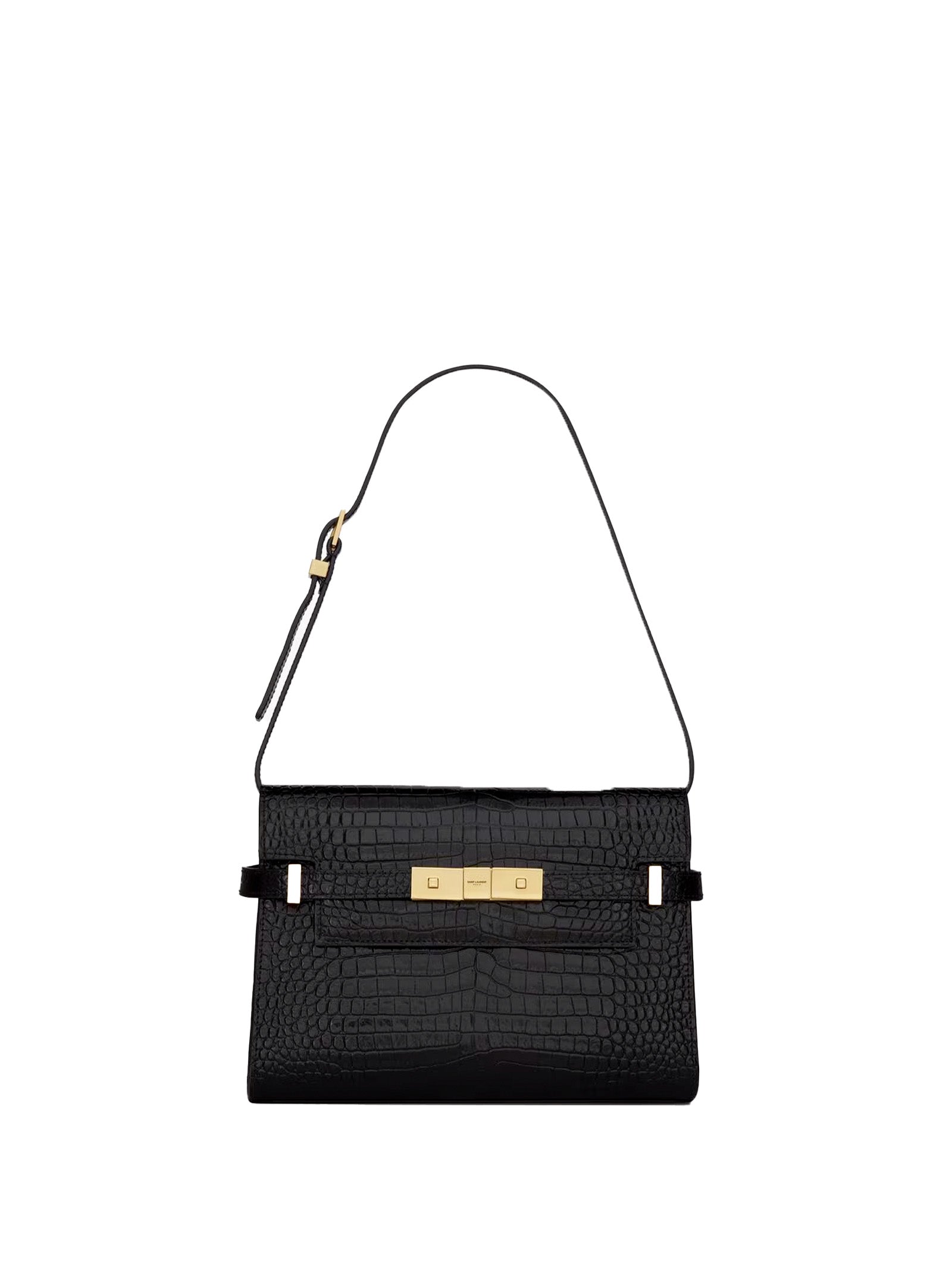 SAINT LAURENT Mini Crocodile-Embossed Handbag with Adjustable Shoulder Strap