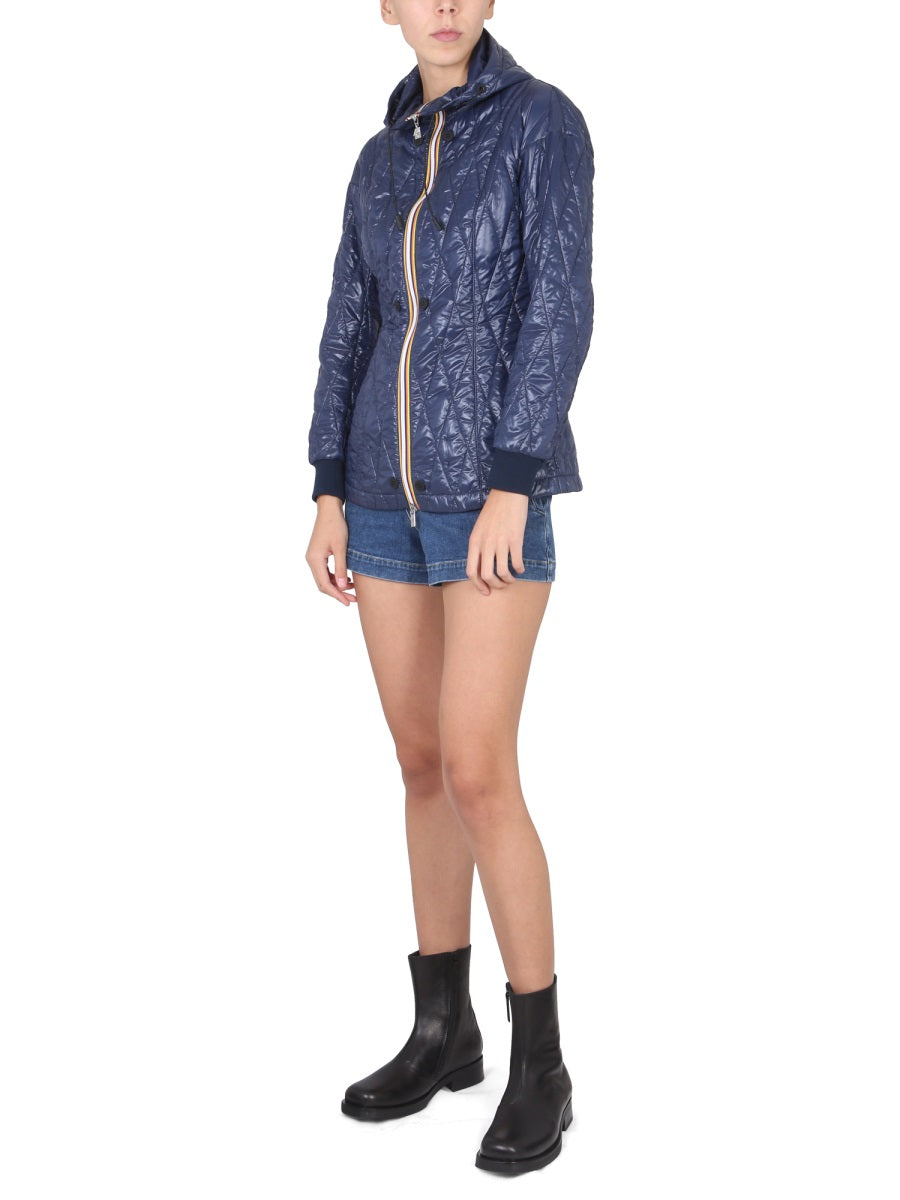 K-WAY Women's Mini Zip-Up Windbreaker with Hood and Drawstring