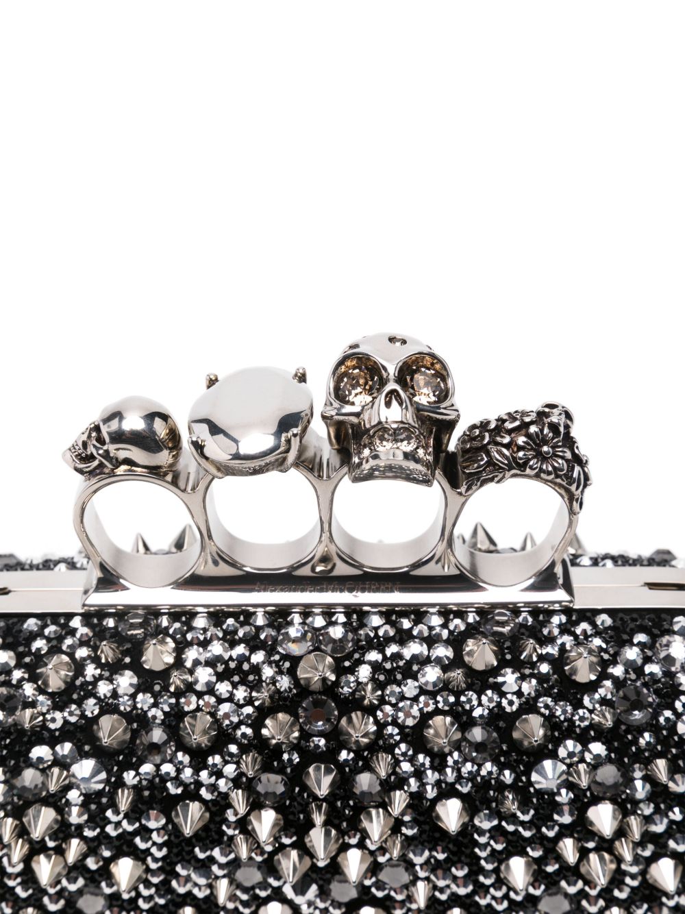 ALEXANDER MCQUEEN Mini Handbag with Crystal Embellishments and Four Ring Handle
