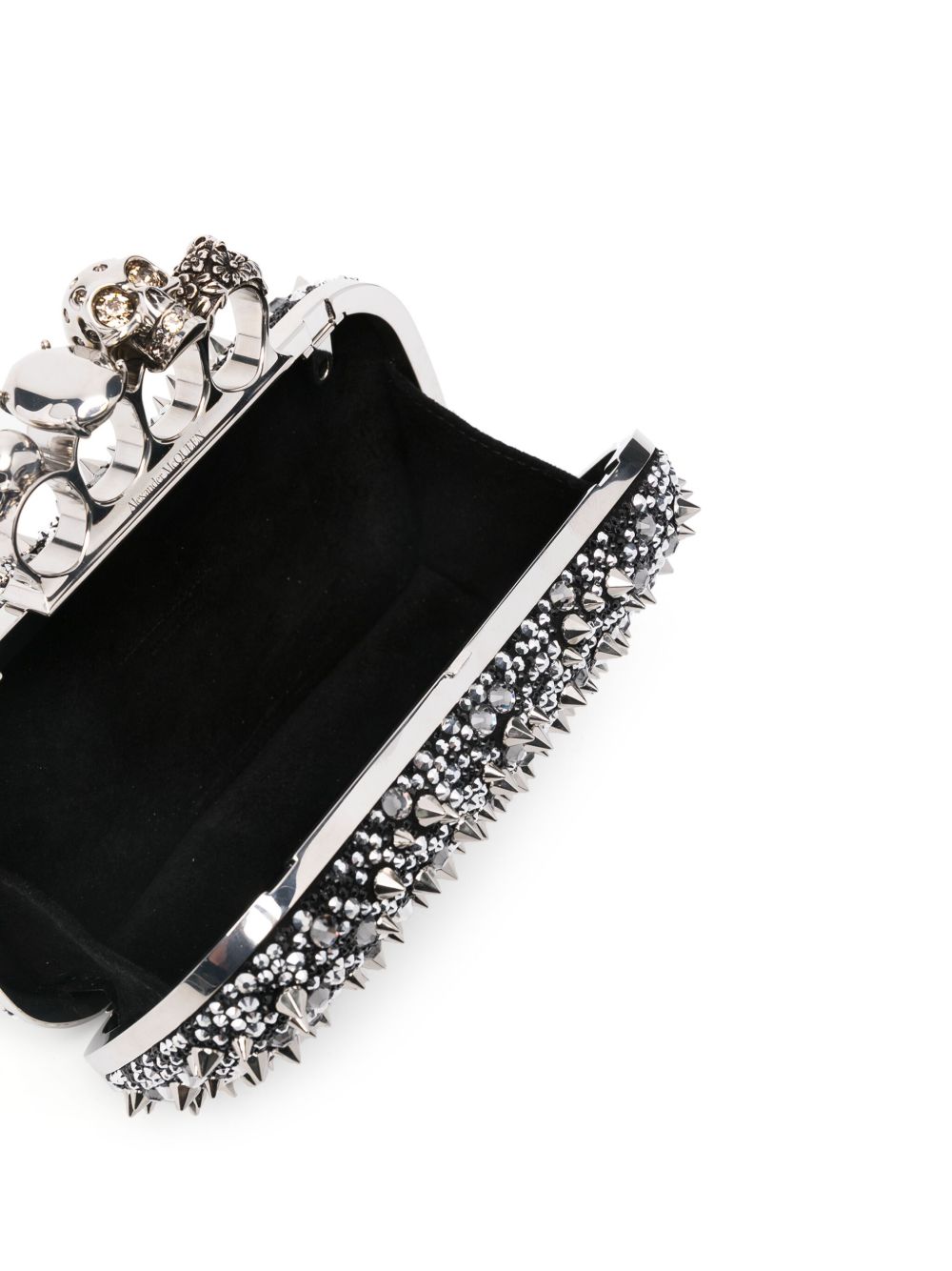 ALEXANDER MCQUEEN Mini Handbag with Crystal Embellishments and Four Ring Handle