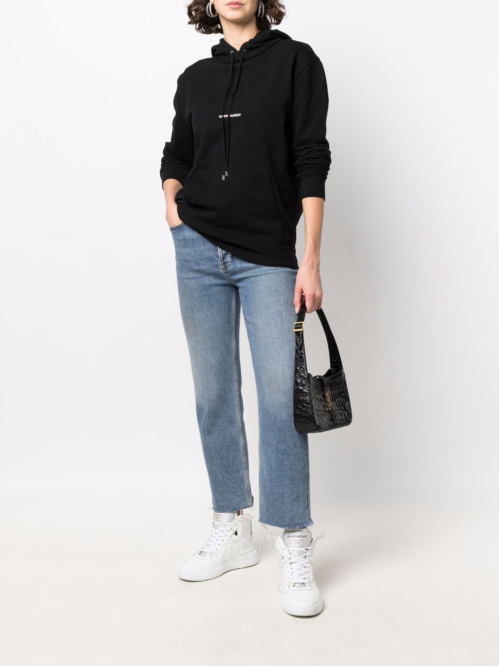 SAINT LAURENT Logo Cotton Hoodie - Women