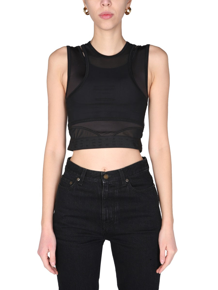 MCQ Panelled Sport Top for Women - Crew Neck