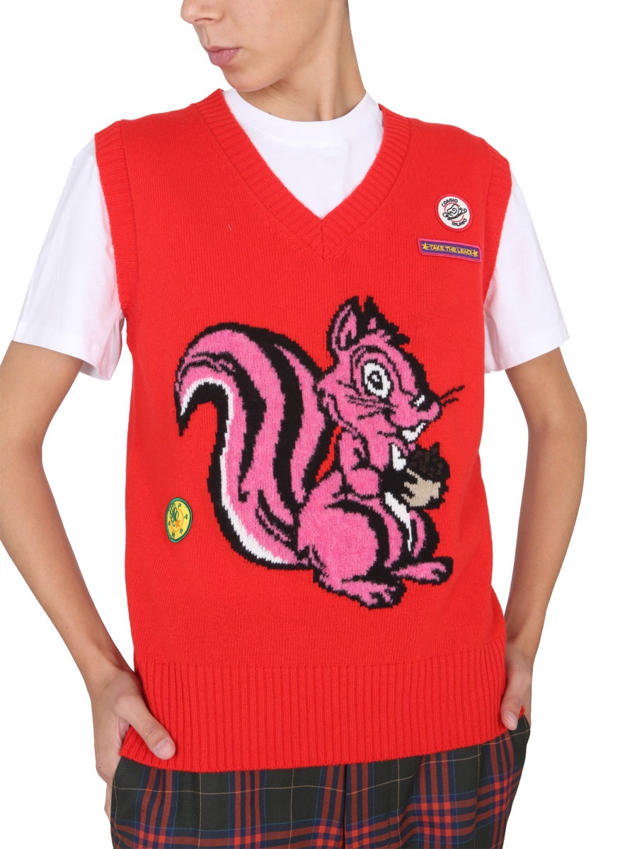 CORMIO Women's V-Neck Ribbed Collar Vest