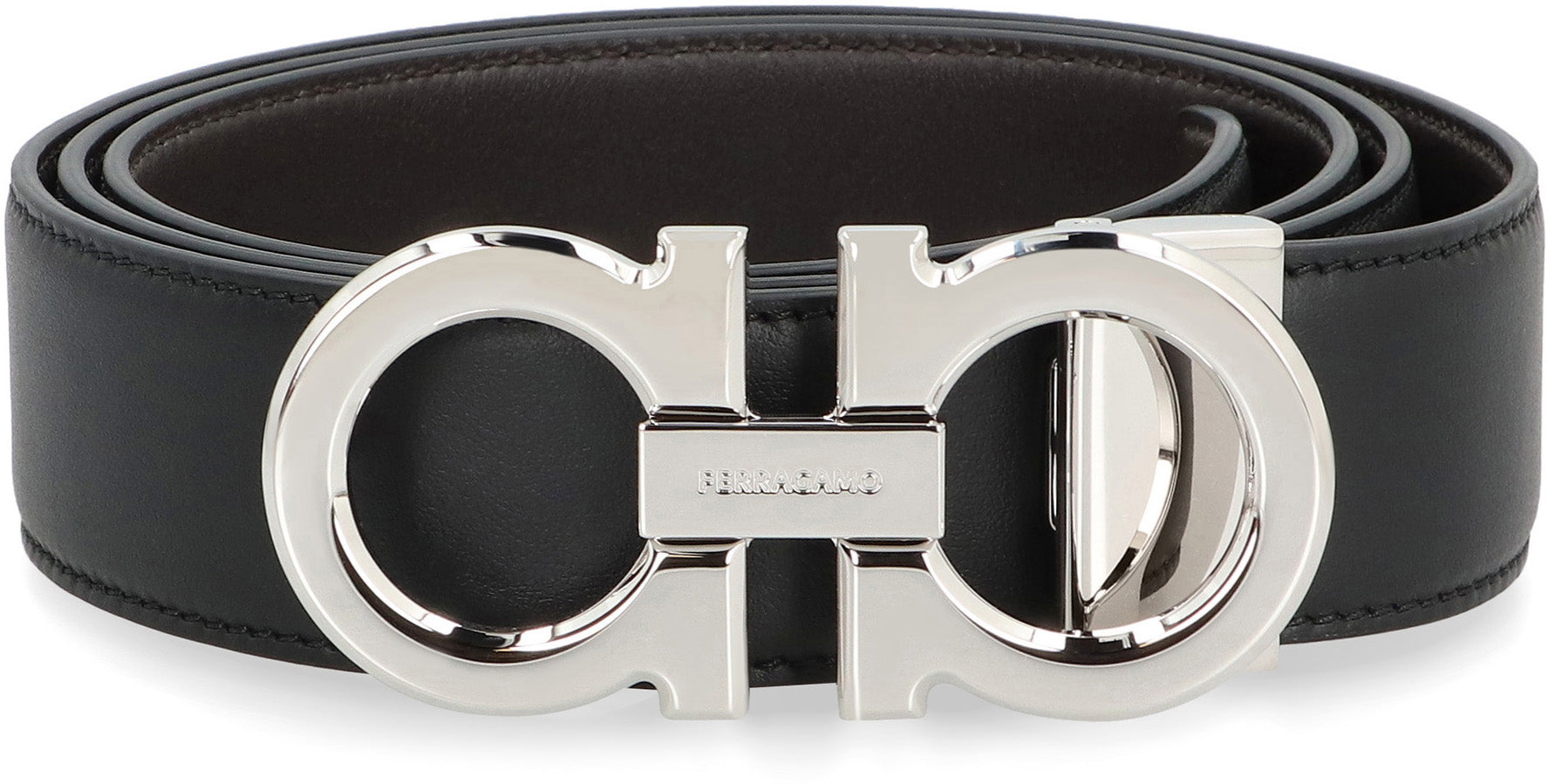 Ferragamo Reversible Leather Belt with Gancini Hook - 9x4 CM Buckle