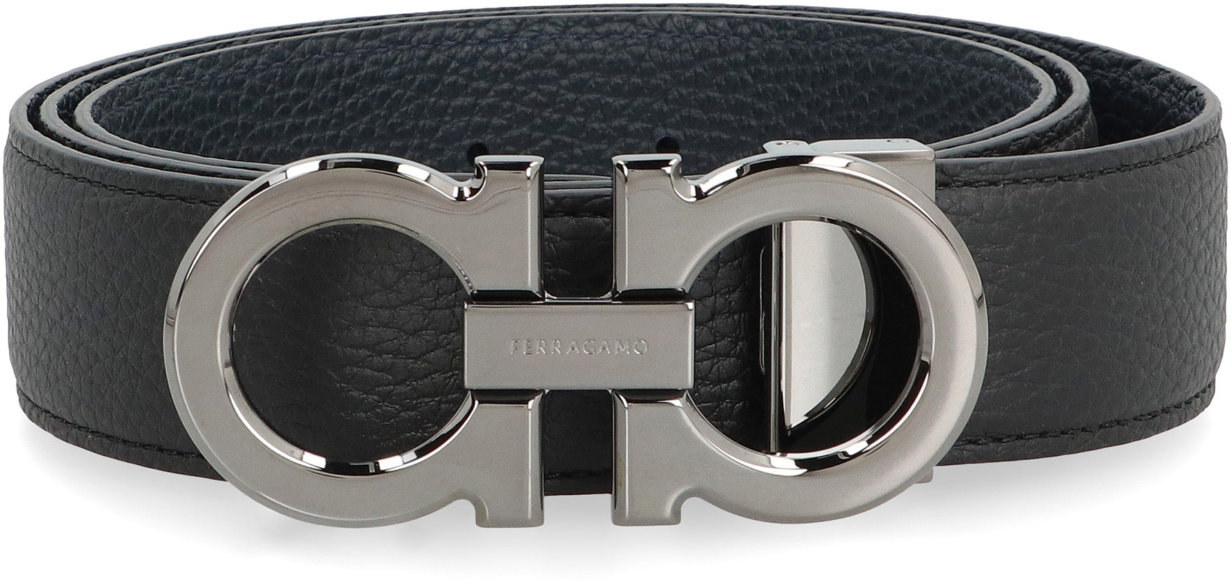 Ferragamo Reversible Leather Belt with Gancini Hook - 3.5 cm Height