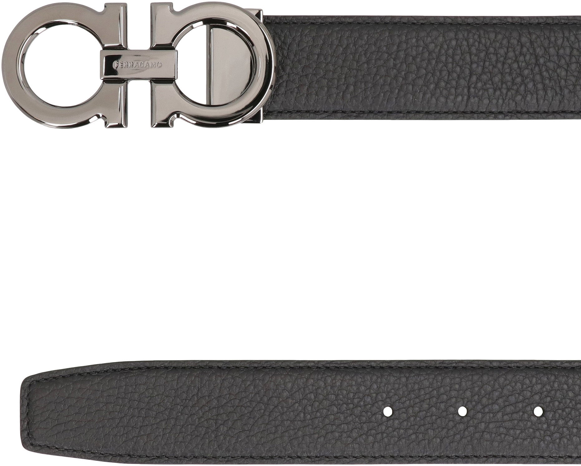 Ferragamo Reversible Leather Belt with Gancini Hook - 3.5 cm Height