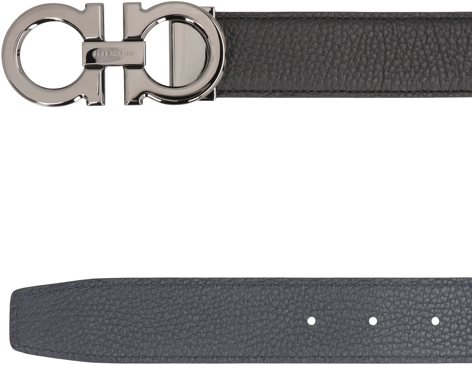 Ferragamo Reversible Leather Belt with Gancini Hook - 3.5 cm Height