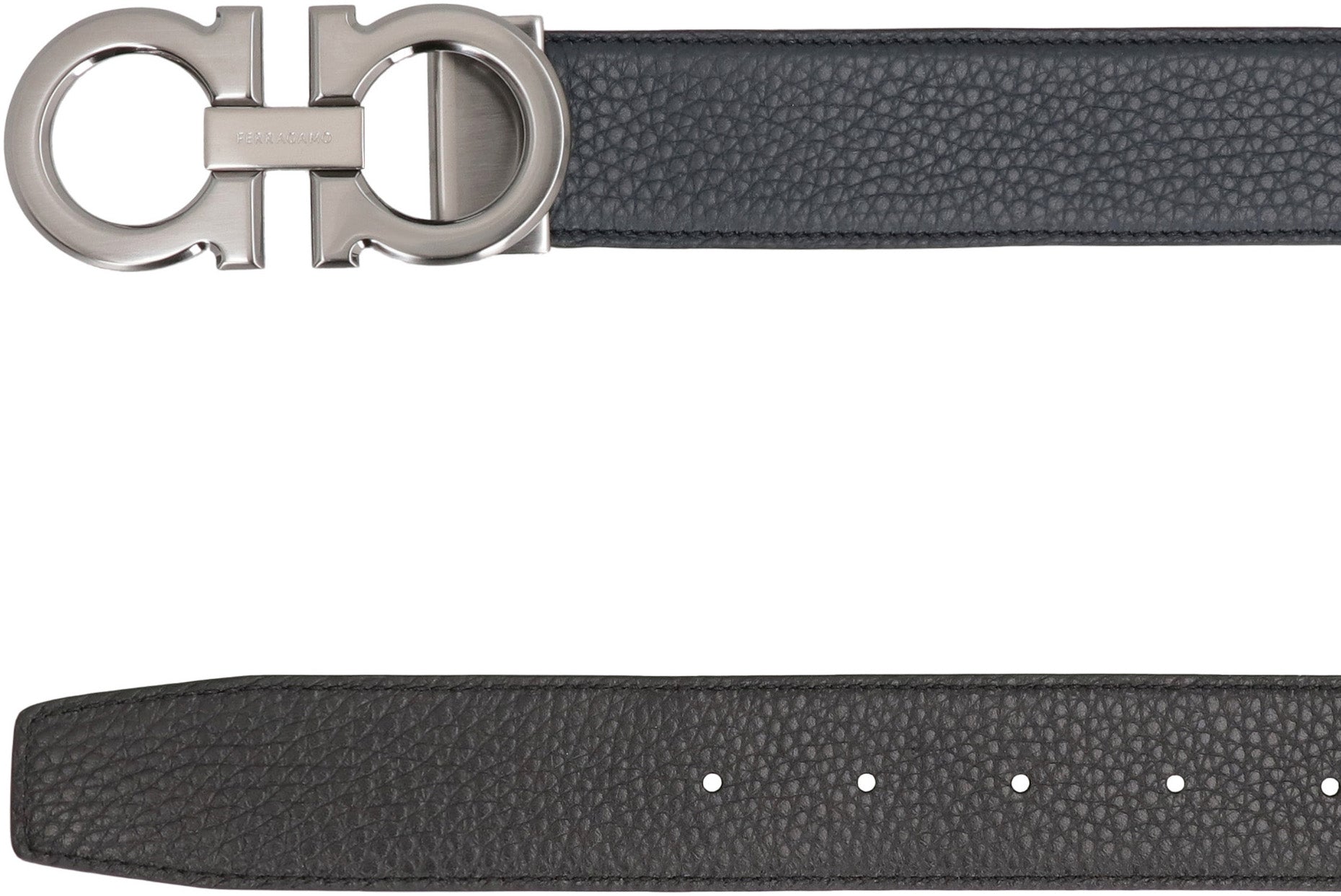 Ferragamo Reversible Leather Belt with Gancini Hook - 3.5 cm Height